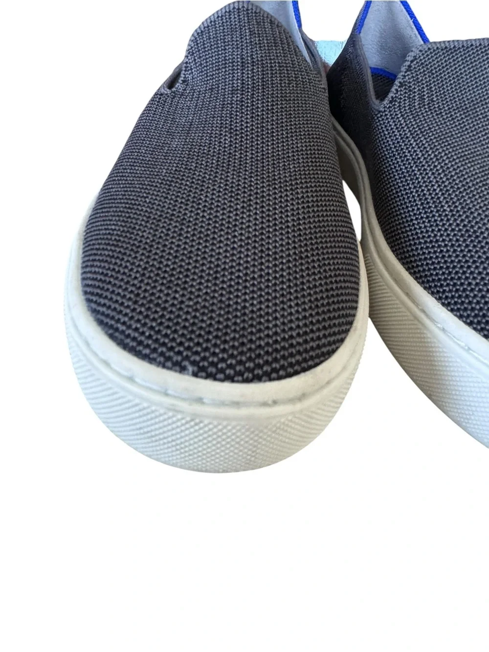 Rothy’s The Loafer Gray Knit Slip On Flats Blue Trim Women’s Size 7